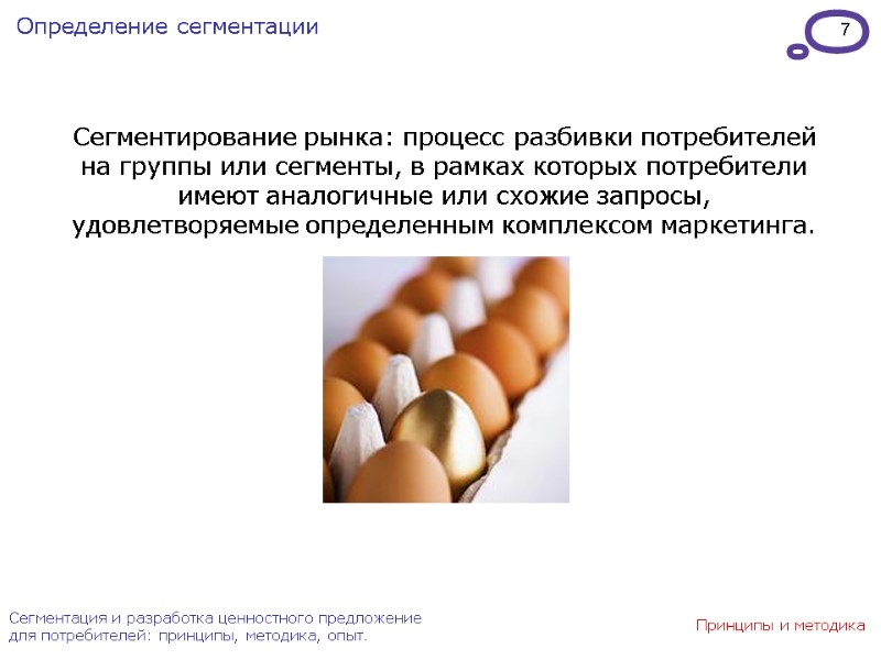 7 Сегментация и разработка ценностного предложение для потребителей: принципы, методика, опыт. Принципы и методика